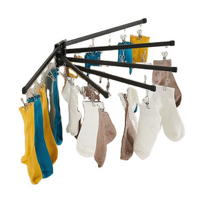 Wall Mounted Stainless Steel Swivel Drying Rack for Clothes Black Clothes Drying Rack Sock Rack