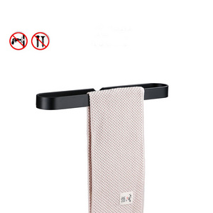 Self adhesive aluminum matt black towel bar bathroom towel holder 40cm bathroom slippers holder