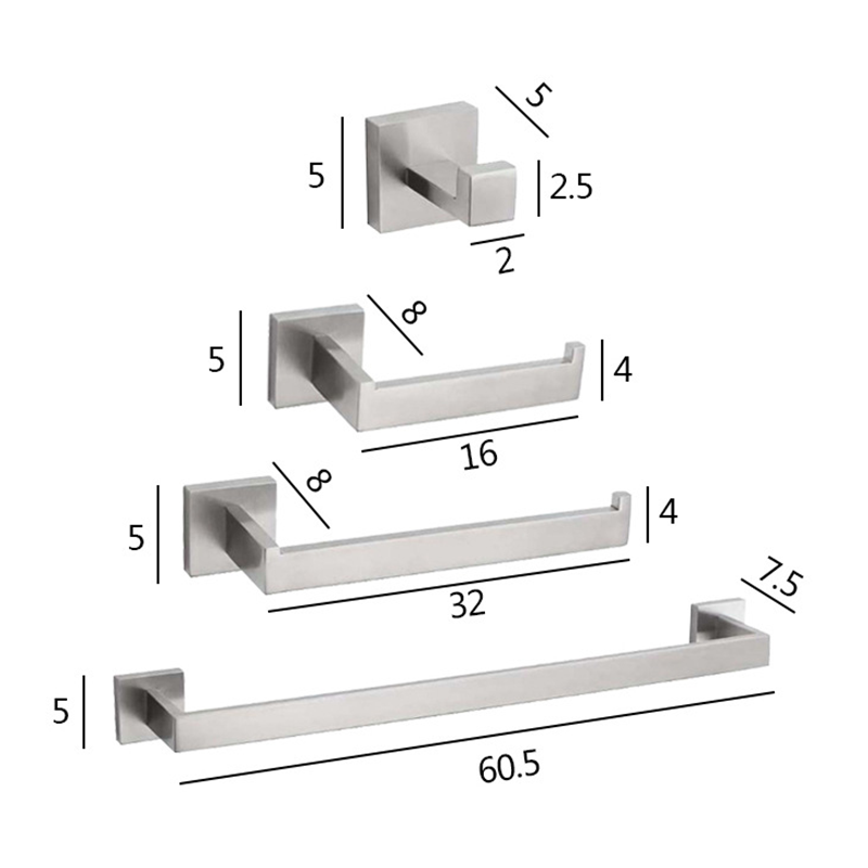 Stainless Steel 304 Bathroom Accessory Set Four Pieces Sanitary Hardware 4pcs Black Bathroom Accessories