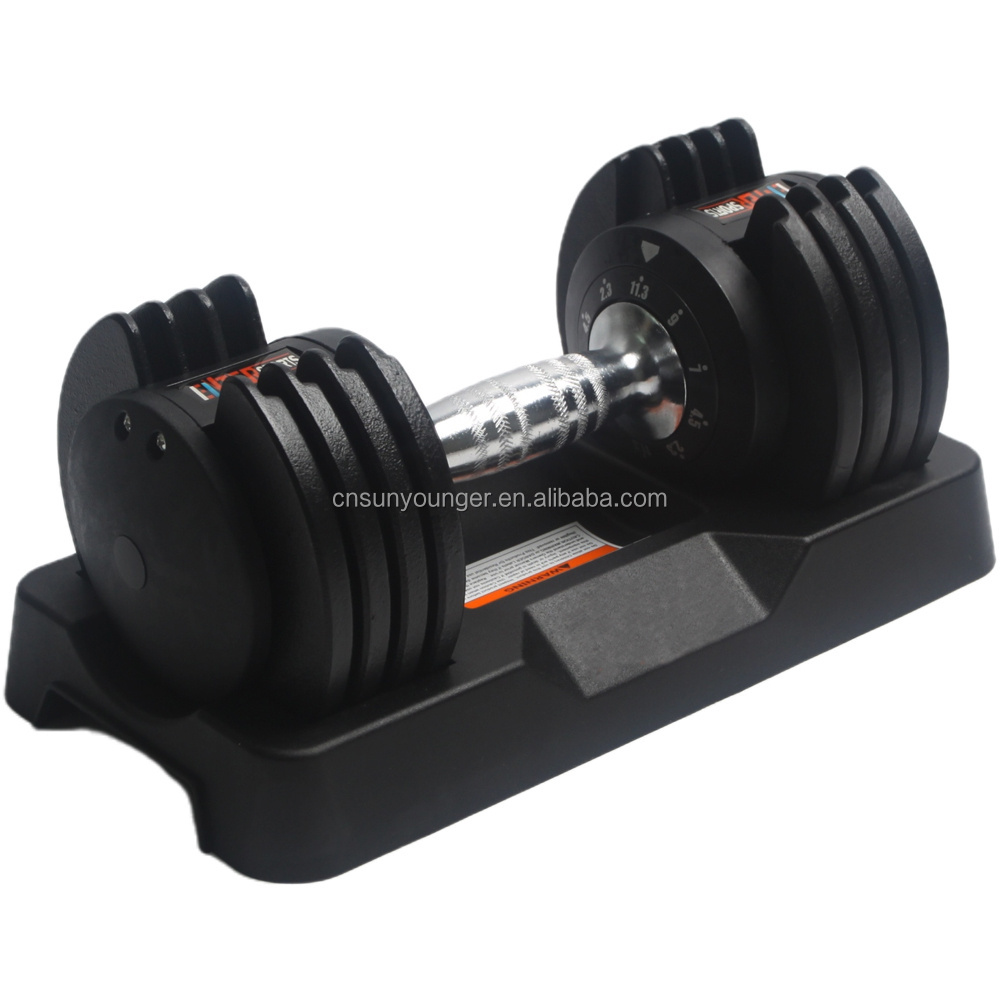 25lb Adjustable Dumbbells 1-Sec Fast Adjust 5-in-1 Free Weights with Anti-Slip Metal Handle for Home Gym Workout Equipment