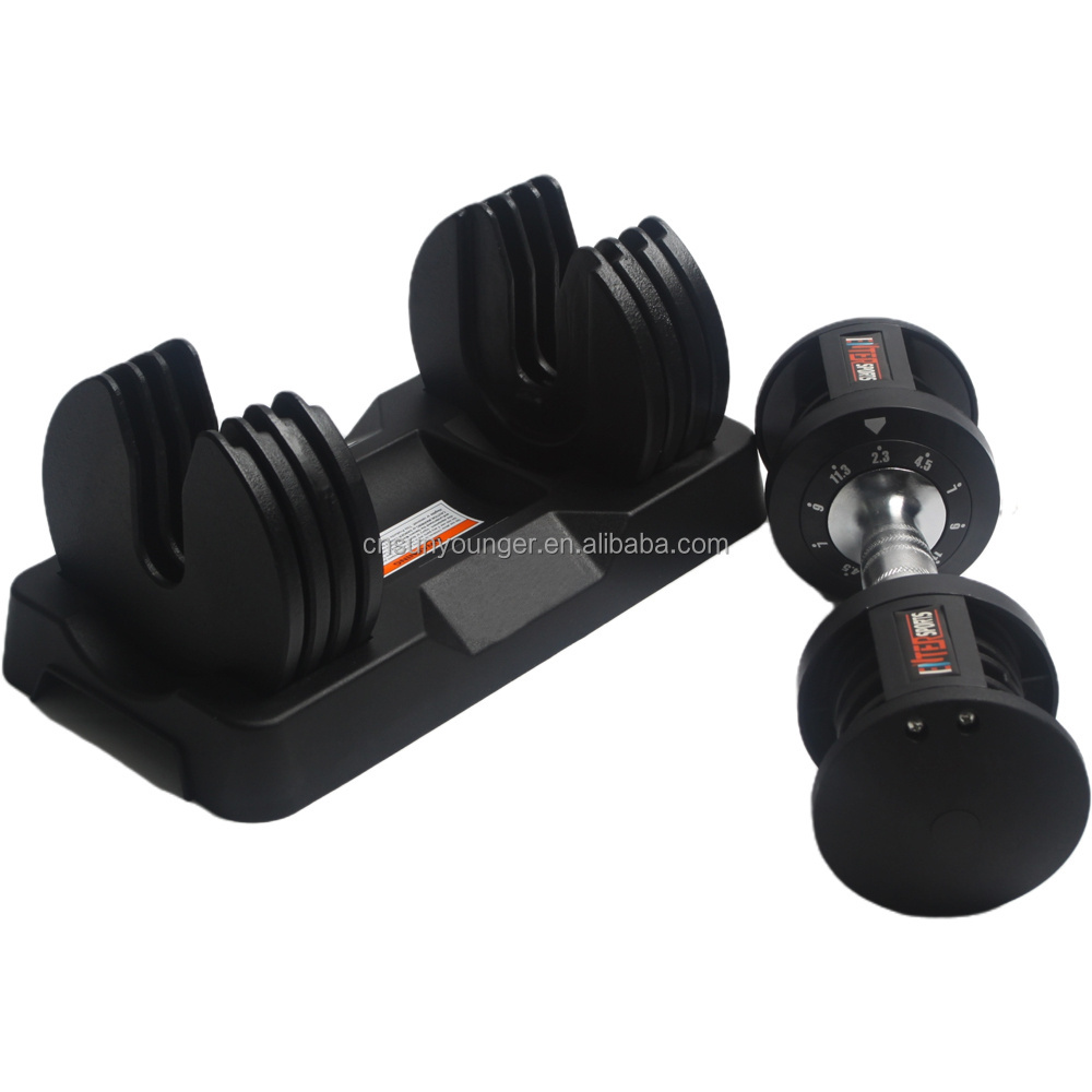 25lb Adjustable Dumbbells 1-Sec Fast Adjust 5-in-1 Free Weights with Anti-Slip Metal Handle for Home Gym Workout Equipment