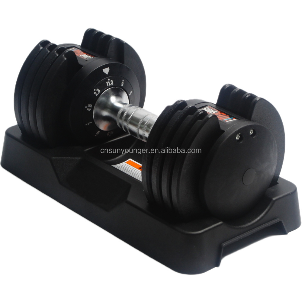 25lb Adjustable Dumbbells 1-Sec Fast Adjust 5-in-1 Free Weights with Anti-Slip Metal Handle for Home Gym Workout Equipment