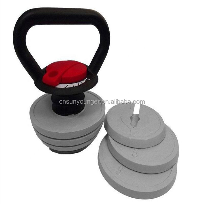 Adjustable Kettlebell up to 40 lbs, Wide Handle Cast Iron Kettle Bell, Rubber Base Strength Training Kettlebells Set