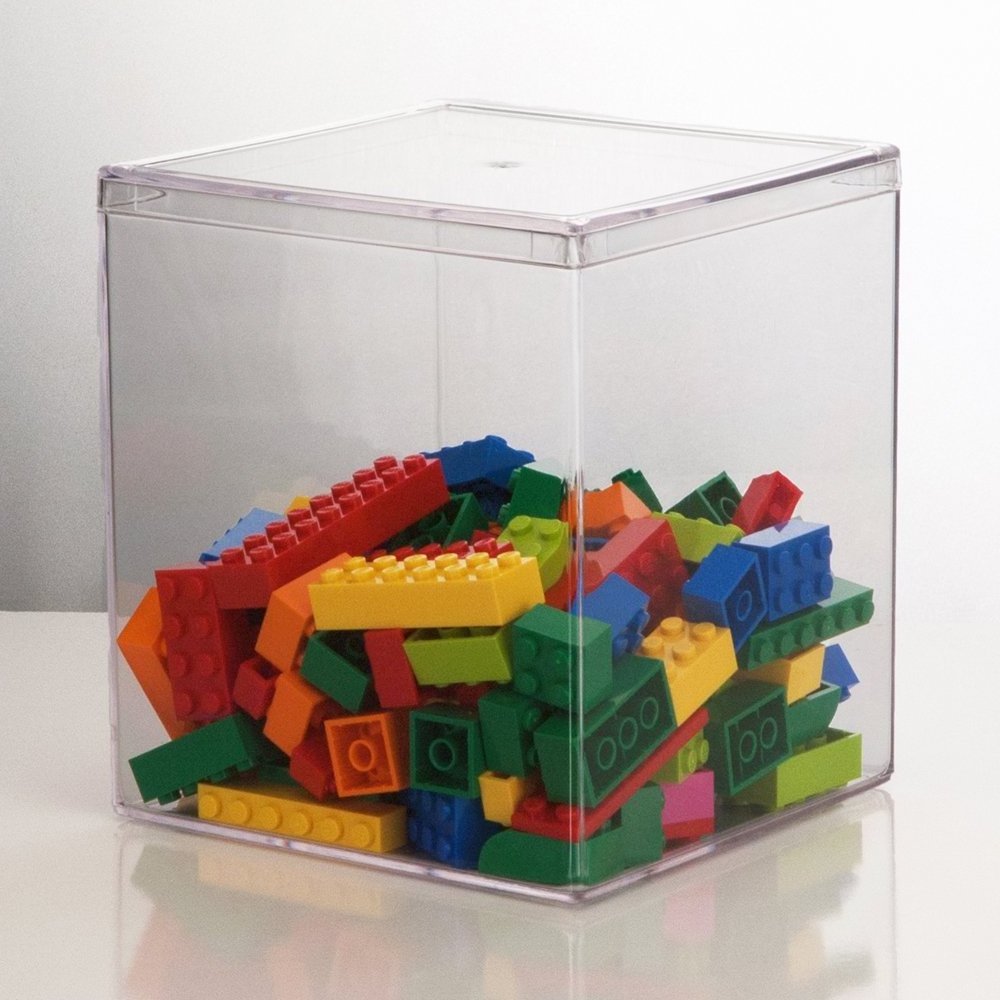 Clear acrylic storage box with removable lid