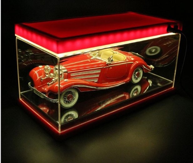 customized 1:18 scale acrylic display case clear acrylic display case with led light