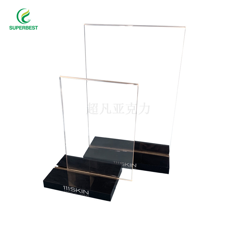 Customized display table placard T shaped desktop menu logo card holder plastics Acrylic Display Stand