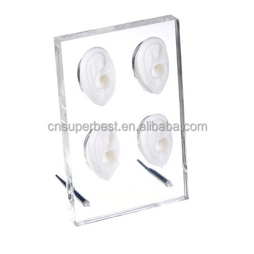 Professional Hearing Aid Tool Acrylic Ear Display Stand with four ear mold