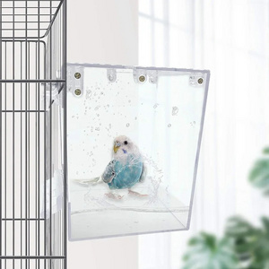 Custom Size Logo Transparent Bird Cage Parrot Decoration Acrylic Transparent Bird Cage Home Decor Raised Pet Bird Feeder