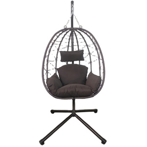 HITREE Cheap price indoor outdoor  modern hanging swing chair bamboo patio rattan wicker egg swing clear chair