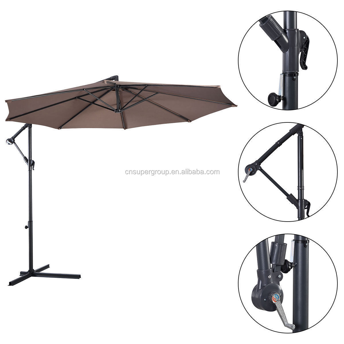 HITREE LED Big Size Umbrella Parasol Metal  Solar Panel Patio  Umbrella Outdoor Garden Nature Wholesale Beach Umbrellas