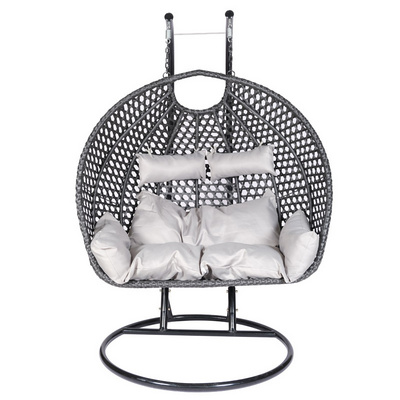 Hitree Double Seat Wicker Swing Chair Outdoor Furniture Garden Rattan Patio Egg Chair Hanging Swing