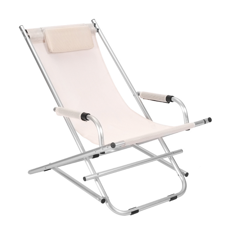 Folding Rocking Single Chair Oversize Steel Frame   Camping Chair Adjustable Chair Lounge Recliner