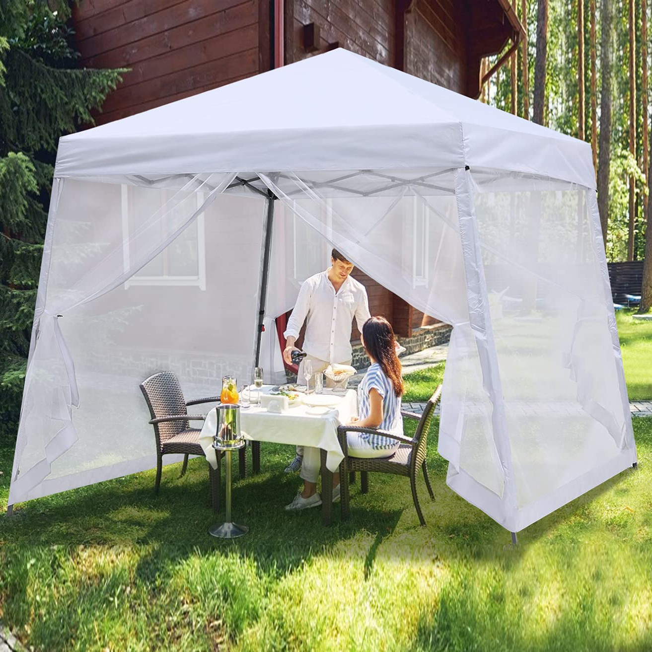 Hitree Height Adjustable Gazebo Tent Portable Beach Canopy with Carry Bag