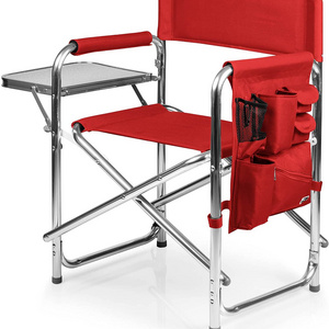 Heavy Duty Camping Folding Director Chair Oversize Padded Seat with Side Table and Side Pockets Supports to 396 lbs