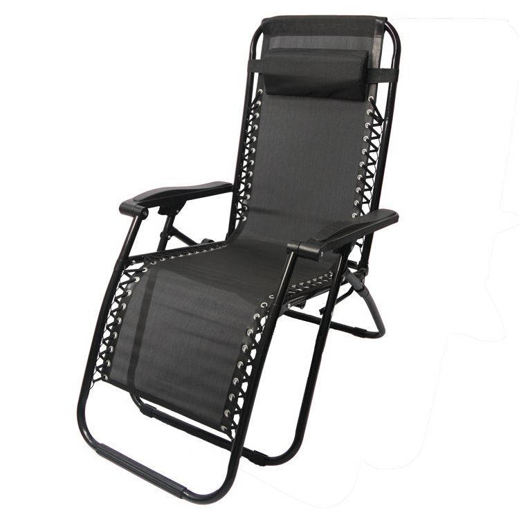 Outdoor Zero Gravity Chair Wood Armrest Camping Lounge Patio Padded Folding Lawn Recliner