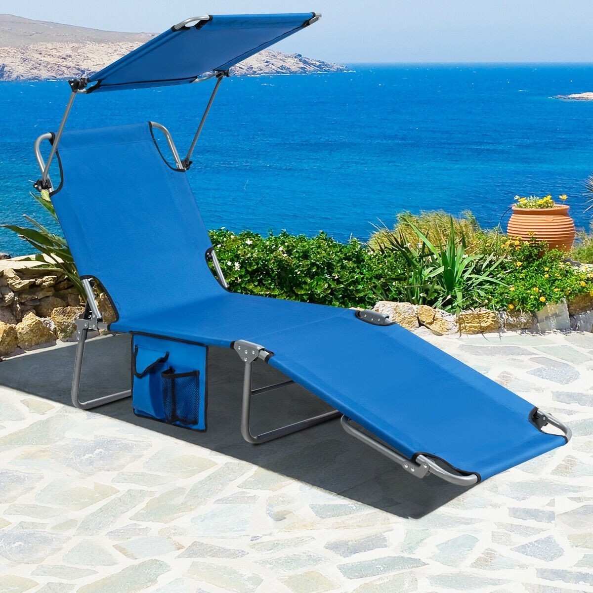 Chairs for Outside, Folding Beach Lounge Chair with Non-Slip Foot