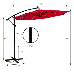 HITREE Patio Garden Restaurant Aluminium Steel Pole 3M Banana Umbrella Factory Outdoor Parasol