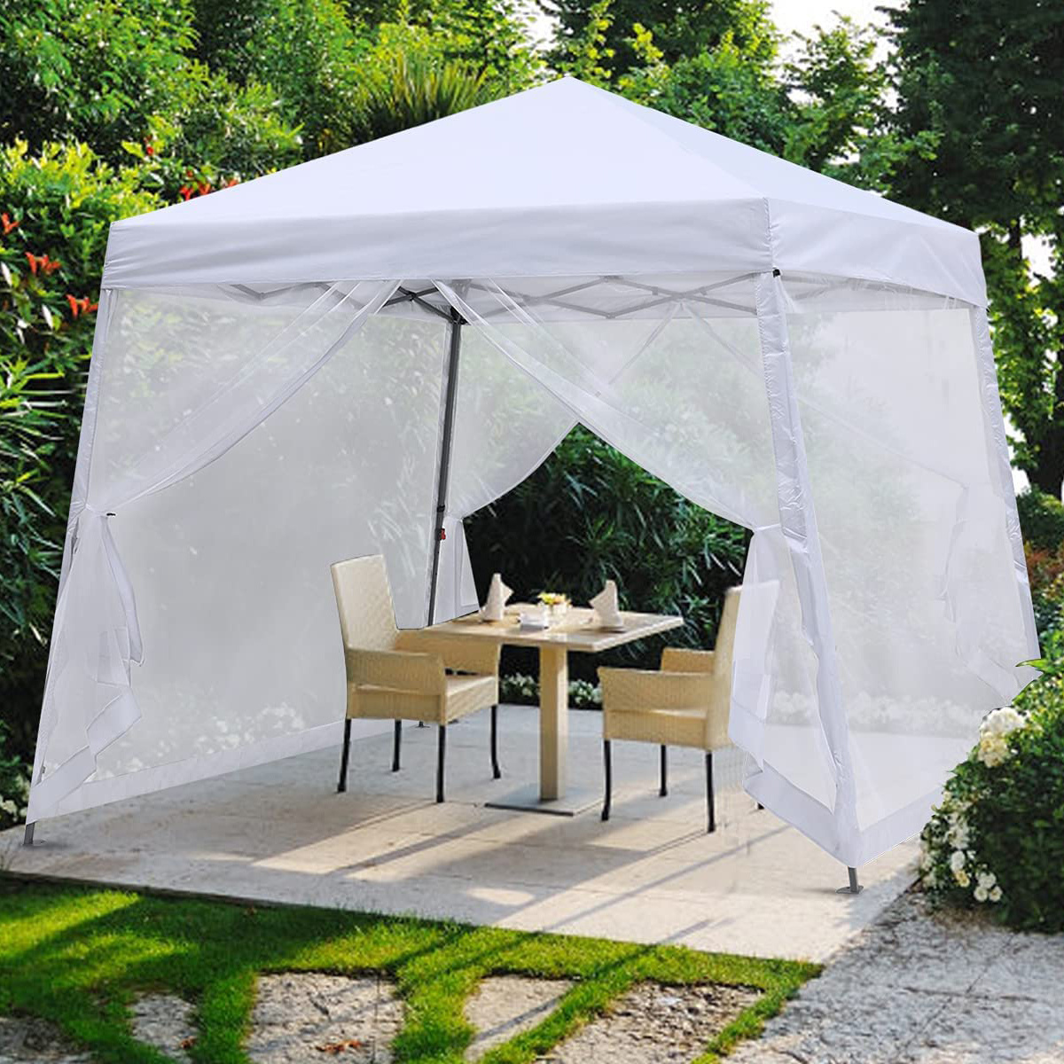 Hitree Height Adjustable Gazebo Tent Portable Beach Canopy with Carry Bag