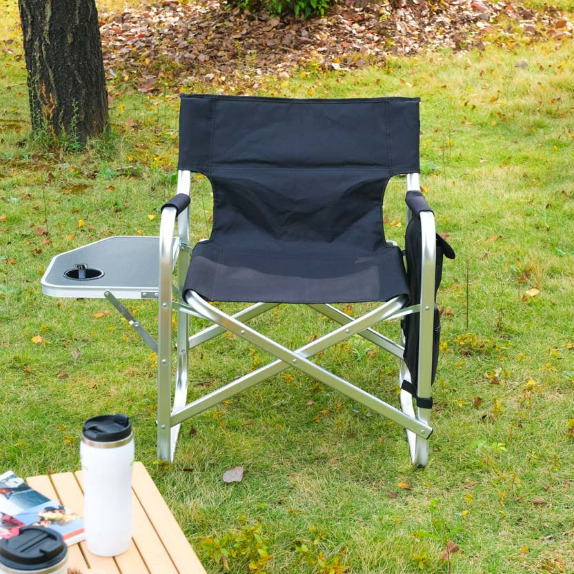 Outdoor Folding Directors Chair with Collapsible Side Table for Outdoors Camping Lawn Fishing