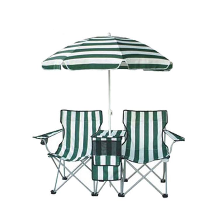 Double folding chair with cooler/2 person folding Chair with Umbrella and Table