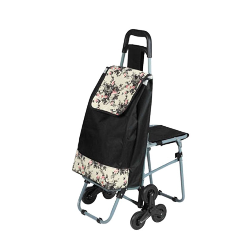 Fashionable 3 Wheel folding shopping trolley bag With Seat for stairs climbing,Folding trolley bag