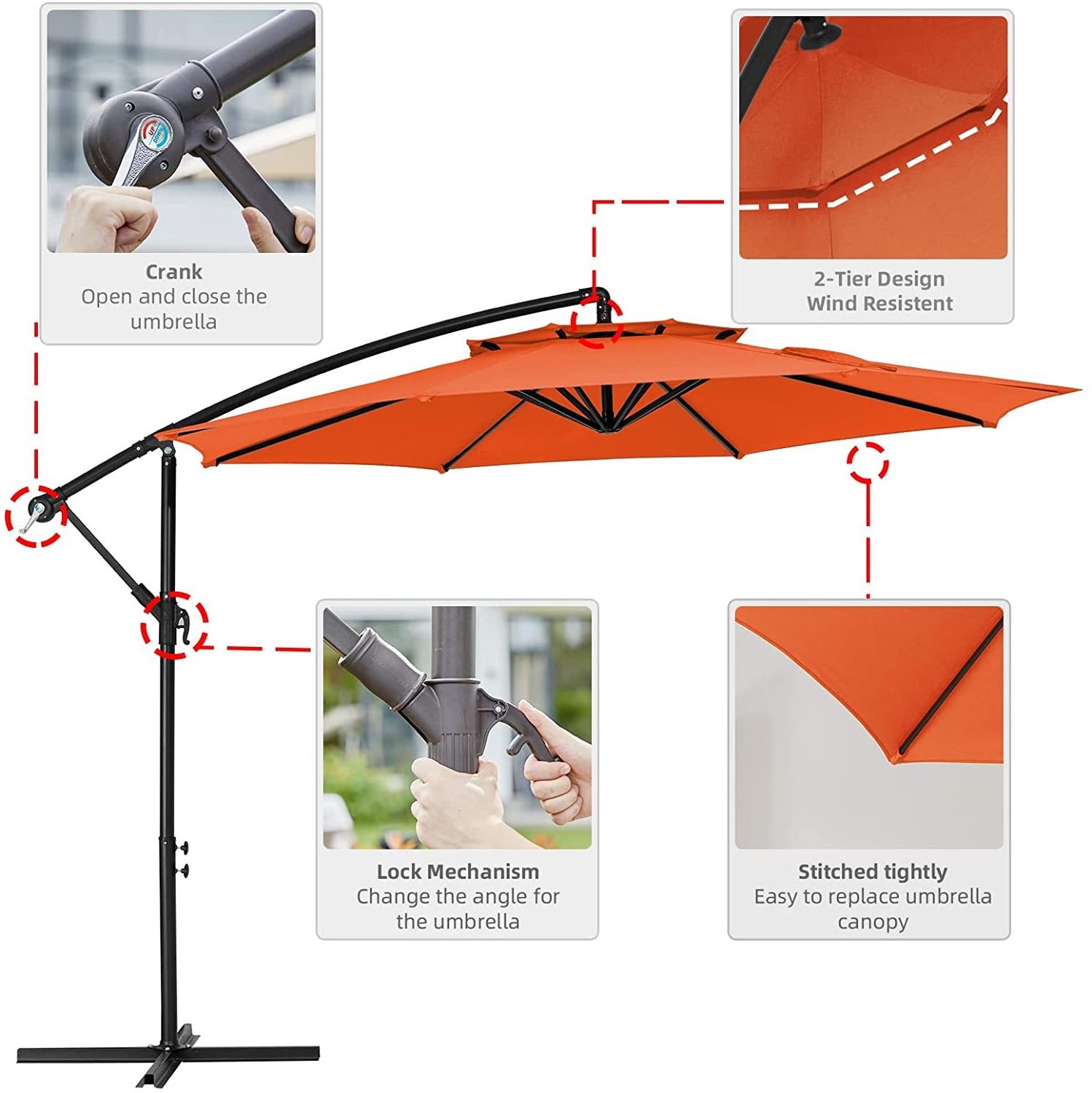 Solar Foldable Garden Patio Courtyard  Umbrella Led lighted Patio Umbrella Outdoor Umbrella For Garden Deck Backyard Pool