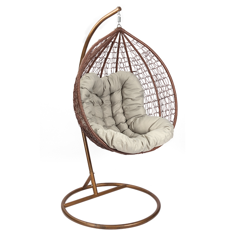 Hitree Water Drop Shaped Wicker Hanging Egg Swing Chair Black Rattan Patio Swing Modern Patio Swings Outdoor Rattan Chair