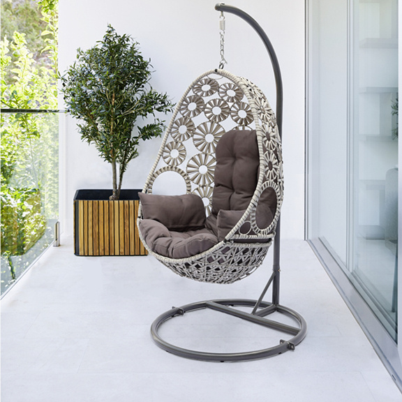 New Arrival Garden Sunflower High Strength Rattan Swing Chair Custom Hanging Swing Egg Chair For Relax