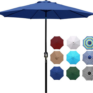 9 Feet Outdoor Patio Courtyard Umbrella Market Striped with Push Button Umbrellas Garden