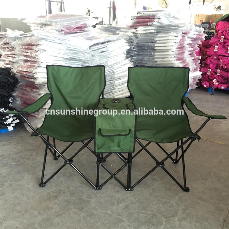 Double folding chair with cooler/2 person folding Chair with Umbrella and Table