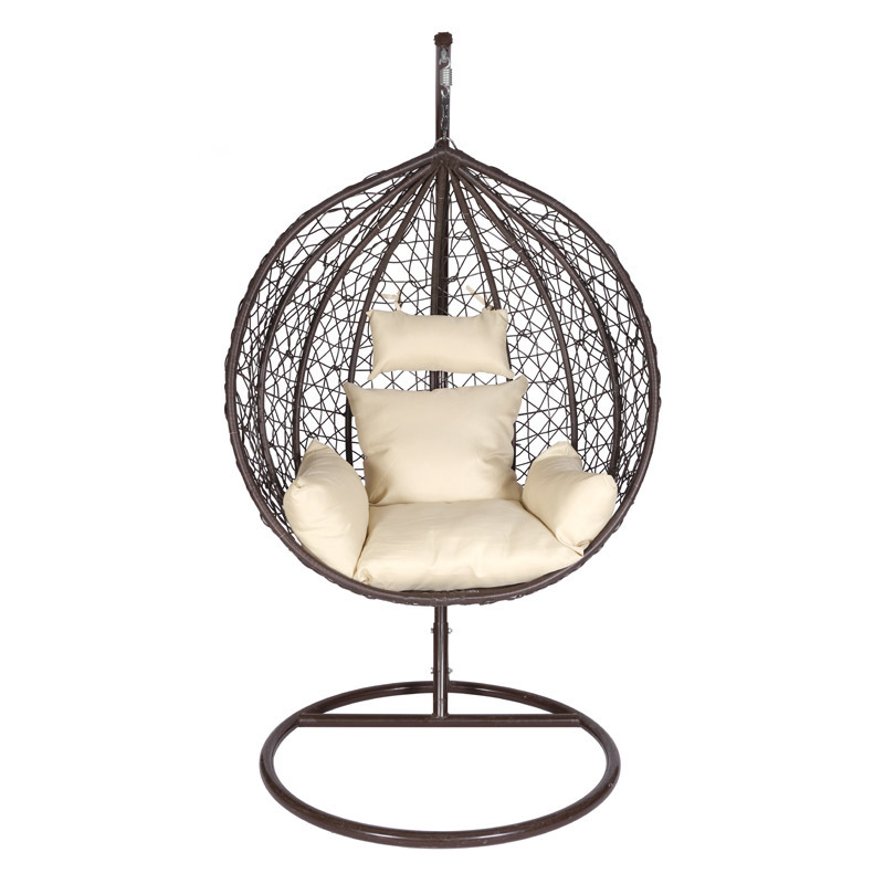 Hitree Water Drop Shaped Wicker Hanging Egg Swing Chair Black Rattan Patio Swing Modern Patio Swings Outdoor Rattan Chair