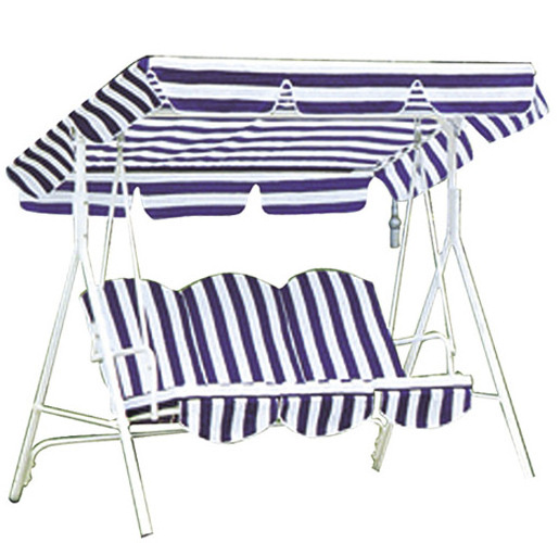 3 Seats Metal Swing Bed With Canopy And Cup Holder Swing Chair Canopy With Removable Thicken Cushion