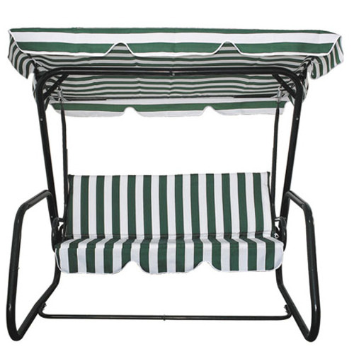 3 Seats Metal Swing Bed With Canopy And Cup Holder Swing Chair Canopy With Removable Thicken Cushion