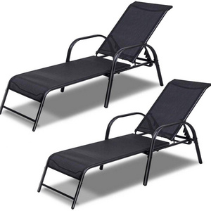 Hitree  Folding Chaise Lounge Chair with Pillow and Pocket, 3 Reclining Positions for Patio, Lawn, Beach, Pool