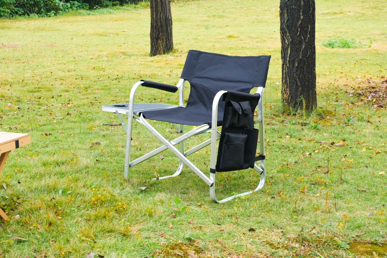 Outdoor Folding Directors Chair with Collapsible Side Table for Outdoors Camping Lawn Fishing