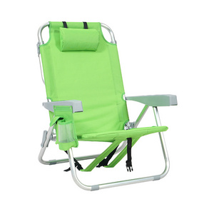 Custom Portable Backpack Beach Chair Outdoor Aluminum Beach Lounge Chair Recliner low seat foldable beach chairs