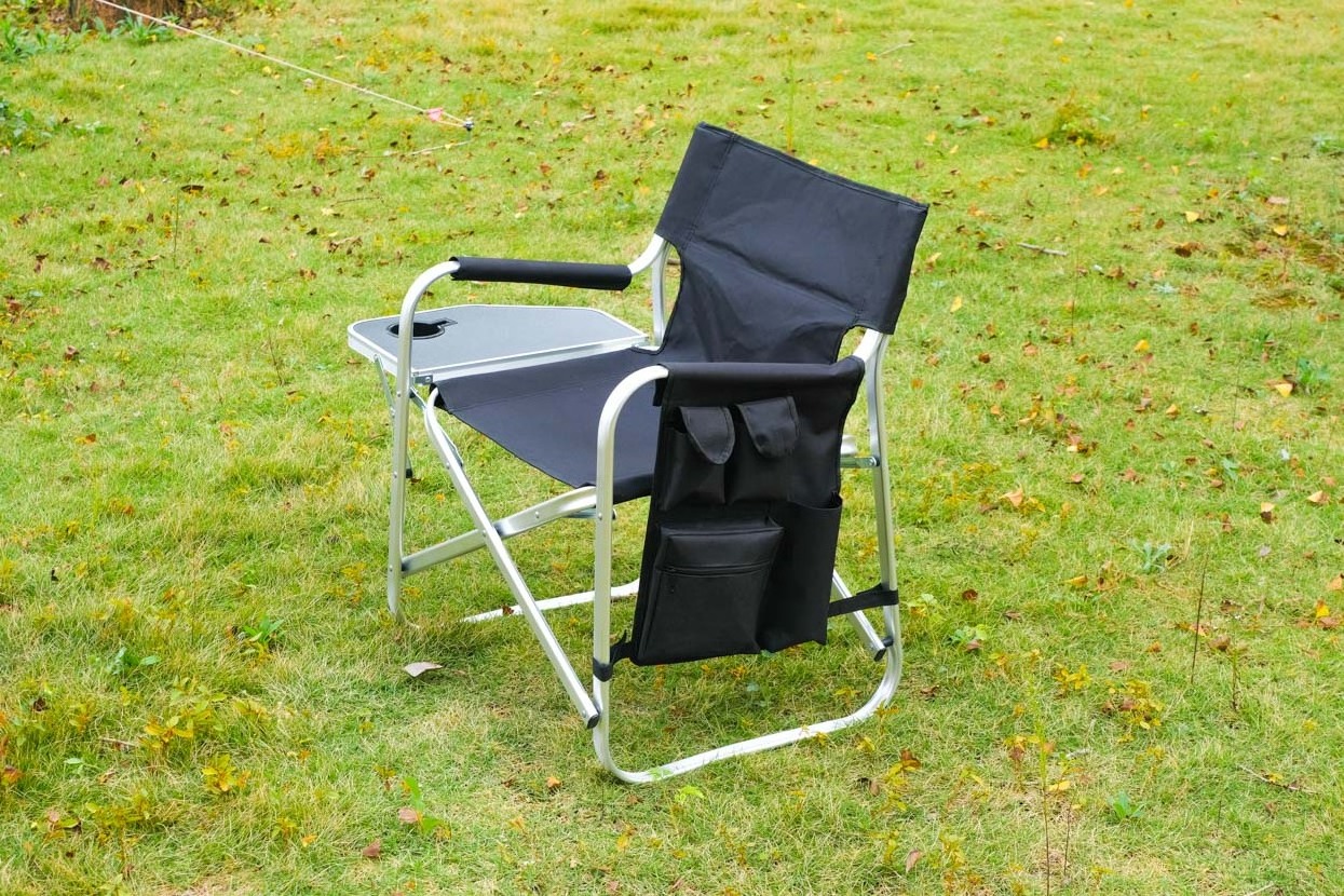 Outdoor Folding Directors Chair with Collapsible Side Table for Outdoors Camping Lawn Fishing