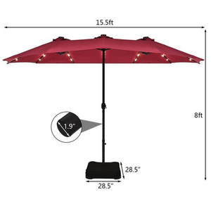 Outdoor Double Sided Market Patio Outdoor Umbrella 15 Feet Garden Aluminum Twin Sun Canopy with Crank