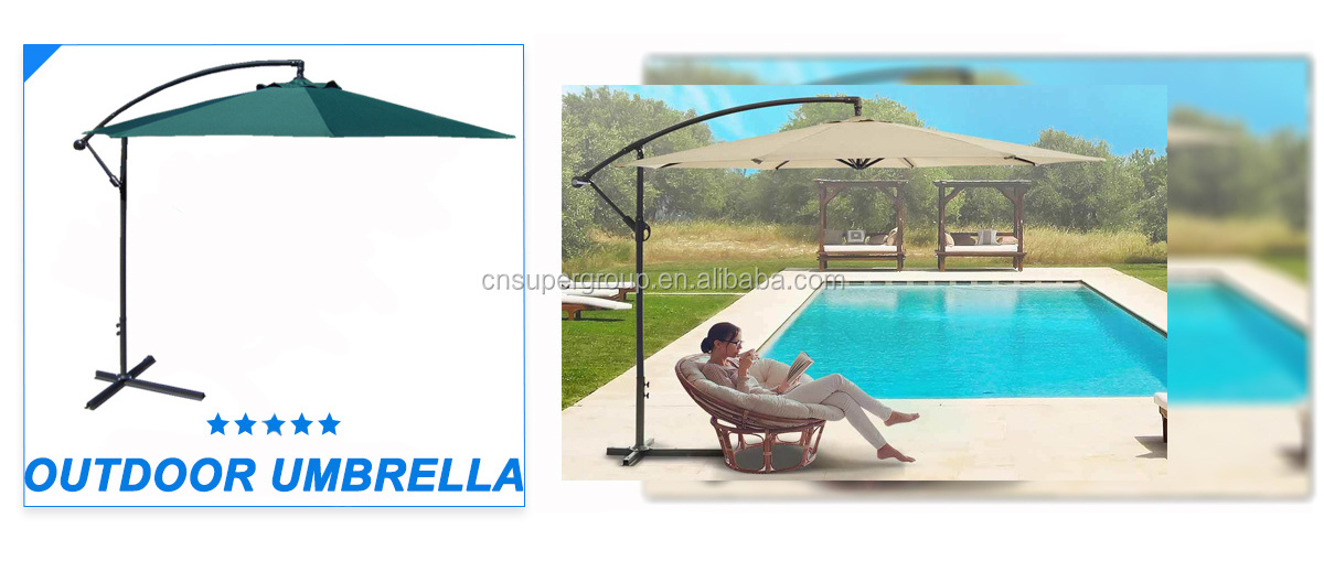 3m Outdoor Furniture Solar LED Parasol Sun Shade Cantilever Banana Hanging Umbrella