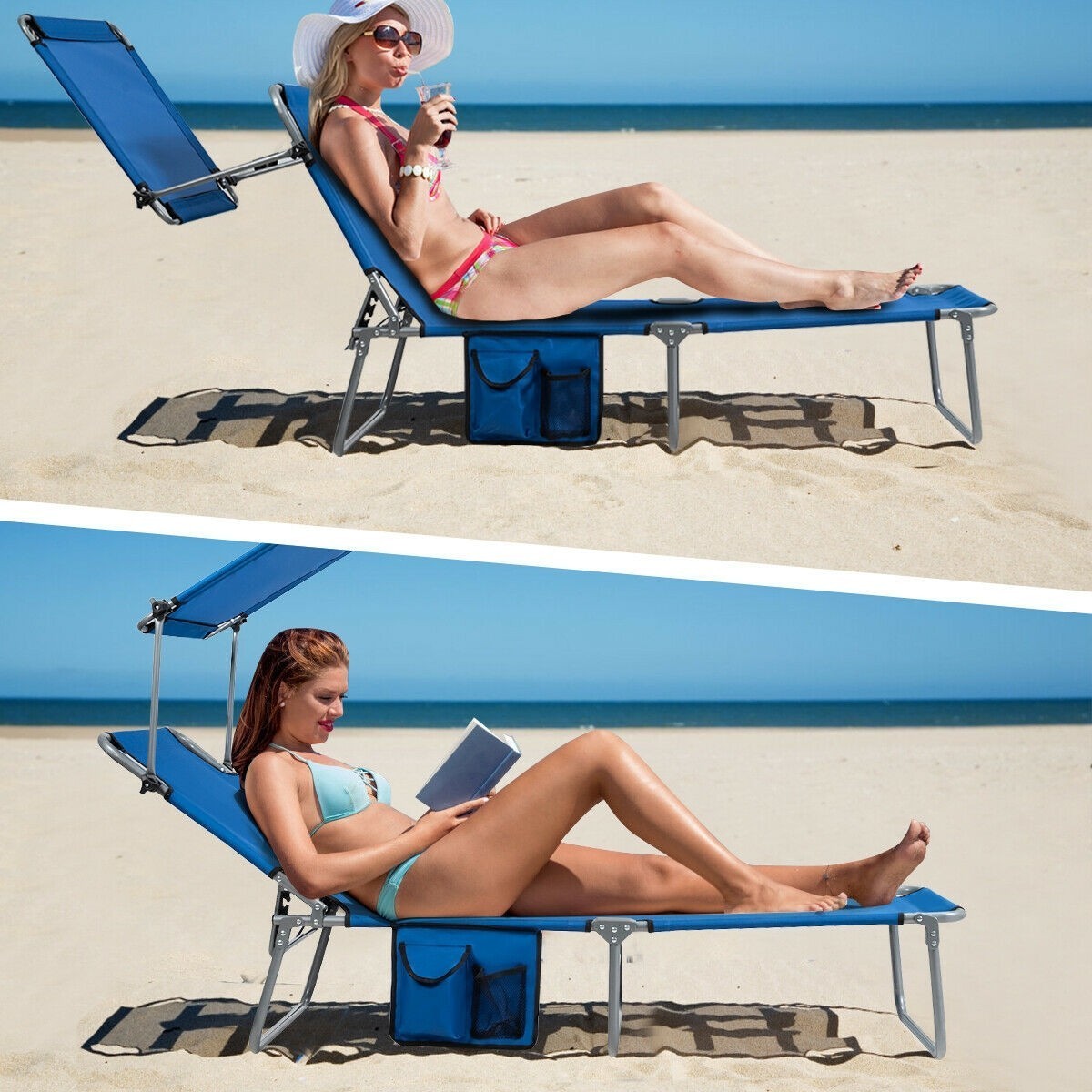 Chairs for Outside, Folding Beach Lounge Chair with Non-Slip Foot