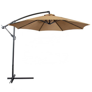 3m Outdoor Furniture Solar LED Parasol Sun Shade Cantilever Banana Hanging Umbrella