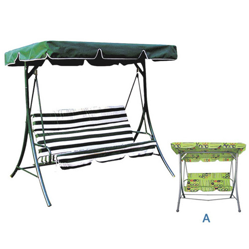 3 Seats Metal Swing Bed With Canopy And Cup Holder Swing Chair Canopy With Removable Thicken Cushion