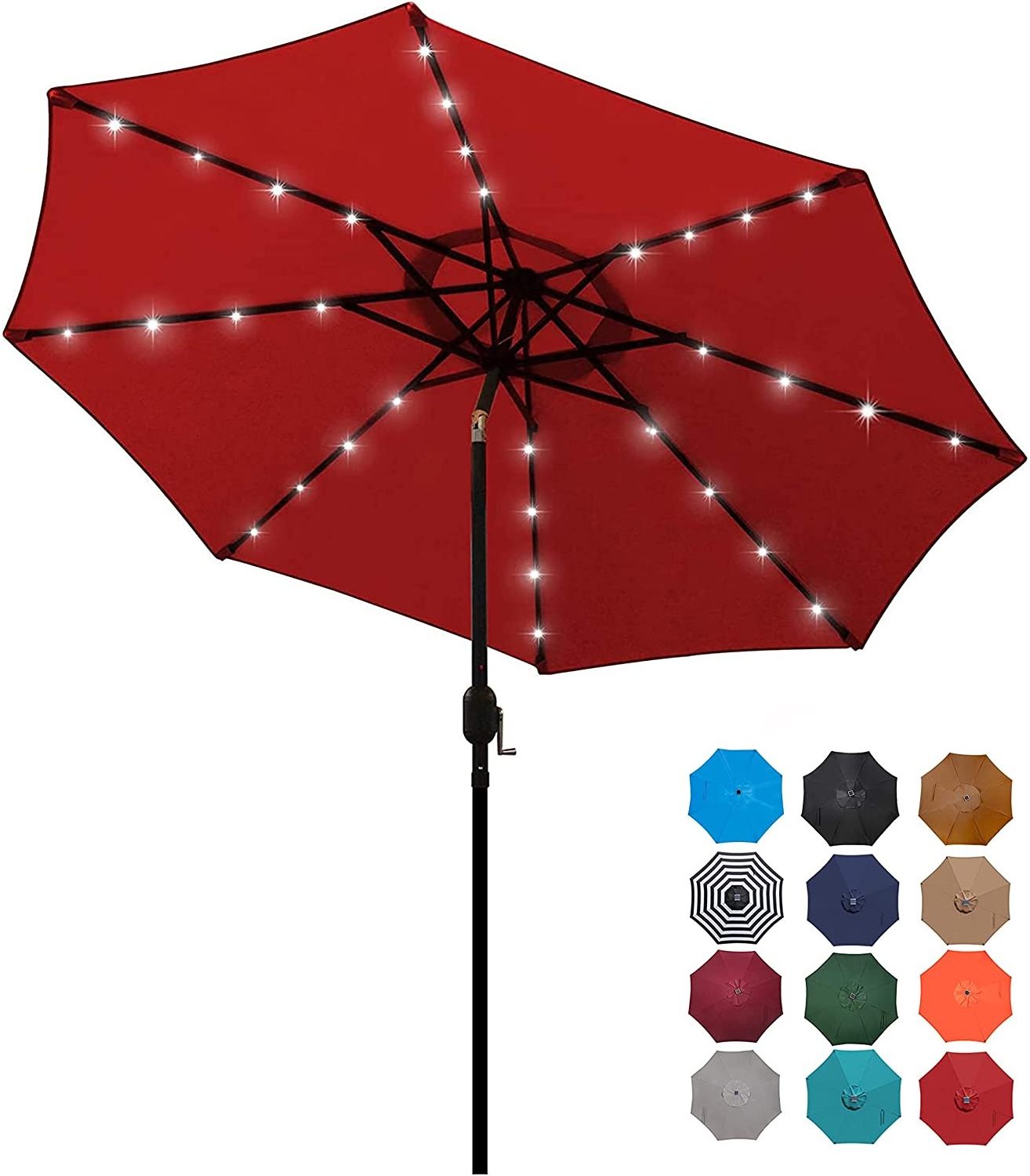 Solar Foldable Garden Patio Courtyard  Umbrella Led lighted Patio Umbrella Outdoor Umbrella For Garden Deck Backyard Pool