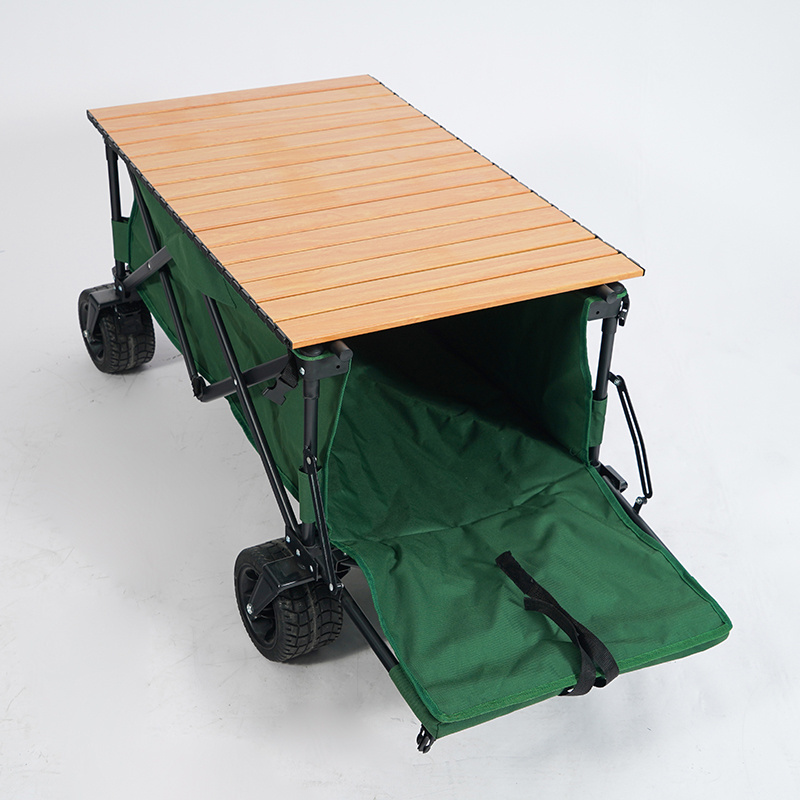 HitreeOutdoor Camping Trolley Cart Garden Wagon 4 wide Wheel Wholesale Collapsible Foldable Wagon Folding Wagon