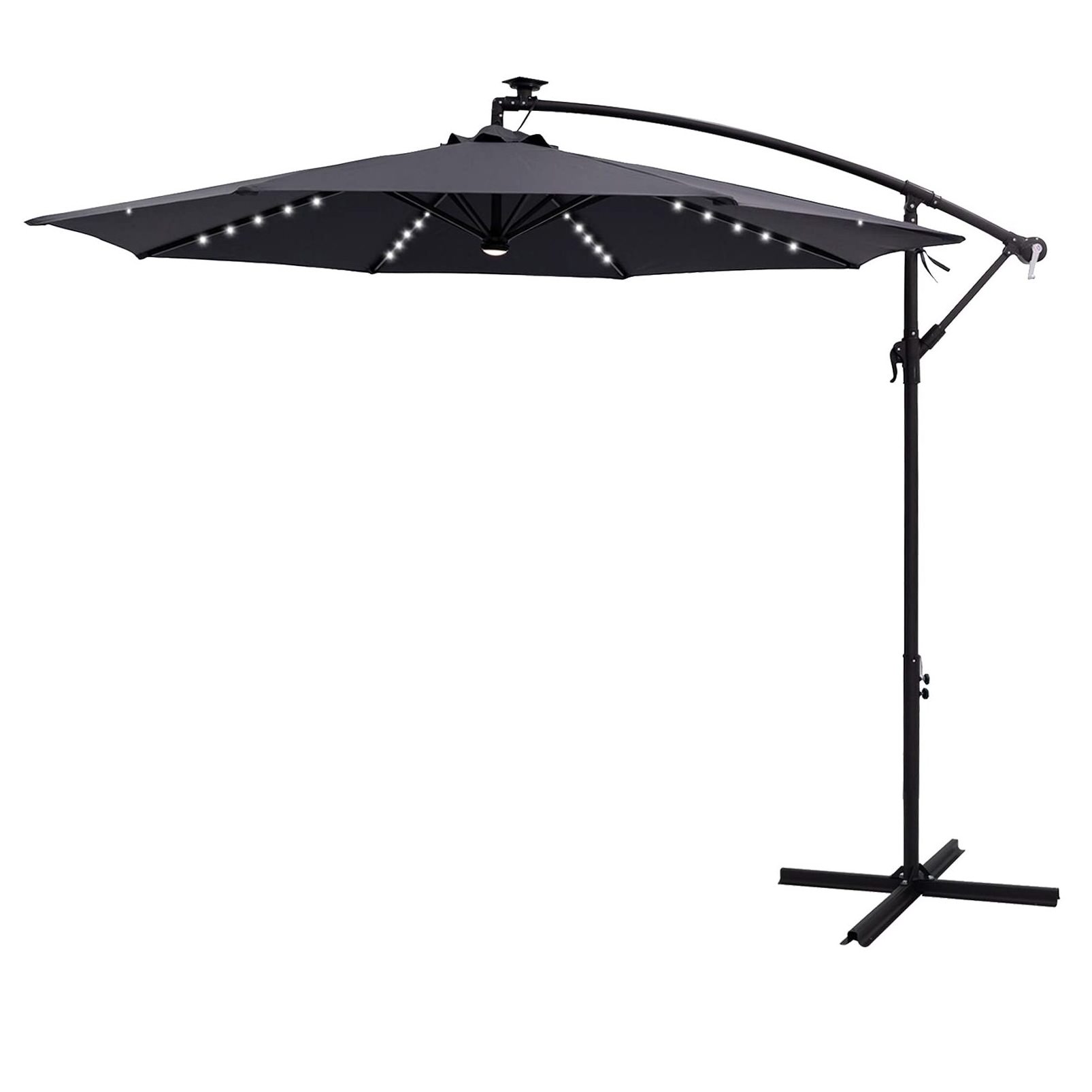 HITREE LED Big Size Umbrella Parasol Metal  Solar Panel Patio  Umbrella Outdoor Garden Nature Wholesale Beach Umbrellas