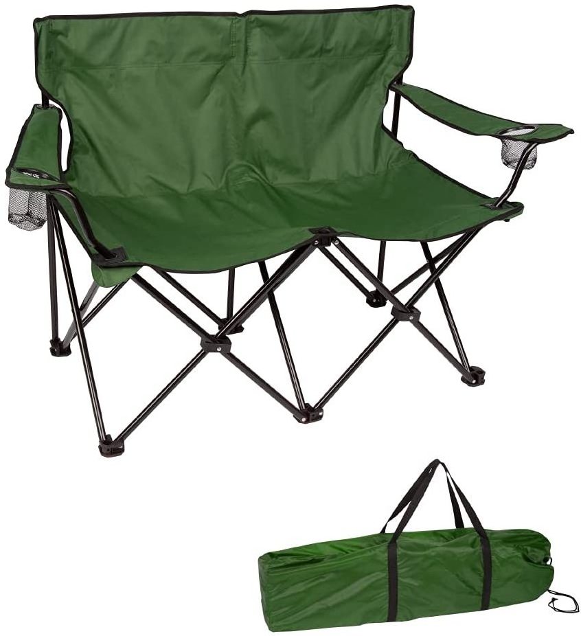 Outdoor Portable Folding Low Loveseat 2 Person Double Seat Camping Chair