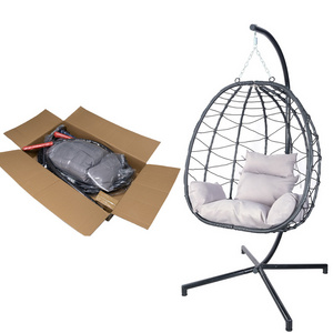 Rattan Swing Patio Garden Weave Hanging Egg Chair with Cushion and Cover In or Outdoor