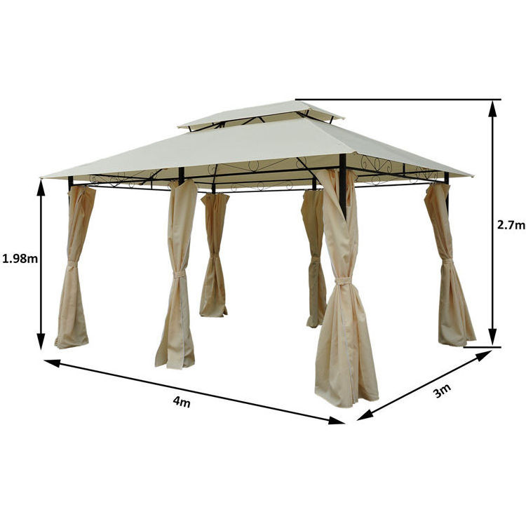 Outdoor Canopy Tent Pergola Metal Roof 3X4X2.65M  Decorative Wrought Iron Gazebos