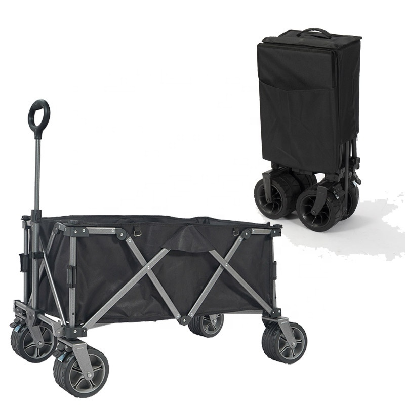 HitreeOutdoor Camping Trolley Cart Garden Wagon 4 wide Wheel Wholesale Collapsible Foldable Wagon Folding Wagon