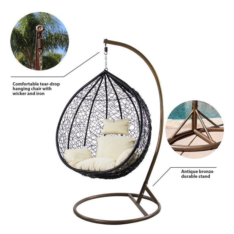 Premium Outdoor Furniture Egg Swing Chair Modern Rattan Bubble Chair Hangers Wall Hooks Hammock  garden rattan swing chair